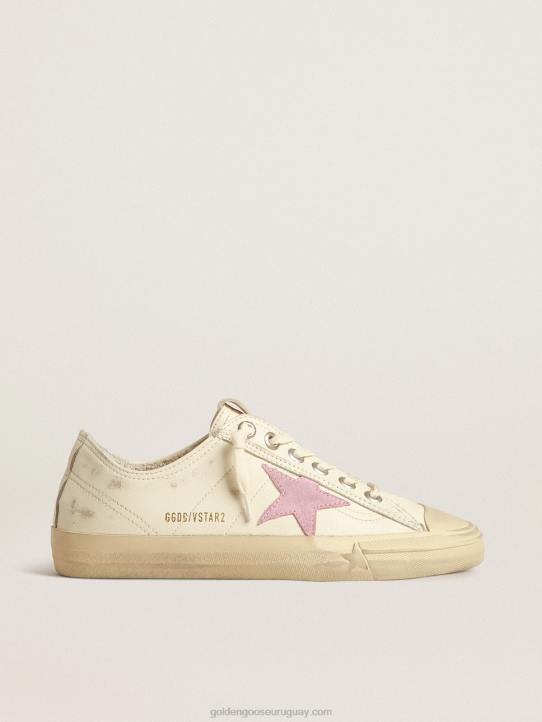 mujer v-star de napa beige con estrella de ante rosa antiguoGolden Goose 02H6169