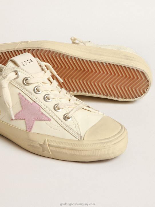 mujer v-star de napa beige con estrella de ante rosa antiguoGolden Goose 02H6169