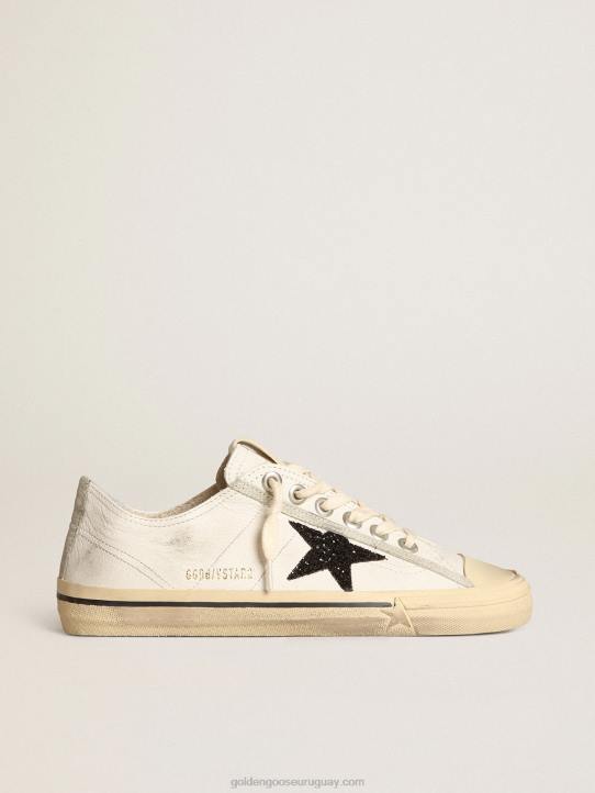 mujer v-star de napa blanca con estrella negra brillanteGolden Goose 02H6158