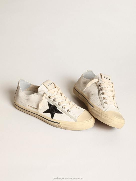 mujer v-star de napa blanca con estrella negra brillanteGolden Goose 02H6158