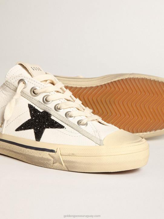 mujer v-star de napa blanca con estrella negra brillanteGolden Goose 02H6158