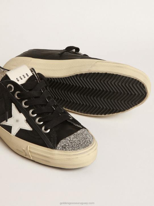 mujer v-star de napa negra con estrella blanca y puntera de cristal swarovskiGolden Goose 02H6242