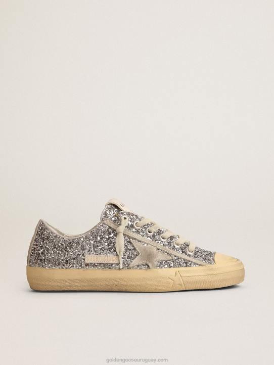mujer zapatillas v-star ltd con purpurina plateada y estrella de ante gris hieloGolden Goose 02H6125