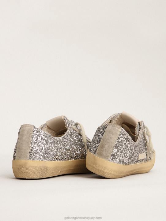 mujer zapatillas v-star ltd con purpurina plateada y estrella de ante gris hieloGolden Goose 02H6125
