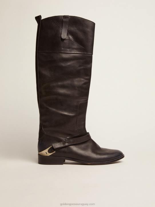 mujer botas charlie en piel negra con pinza en el talónGolden Goose 02H6427