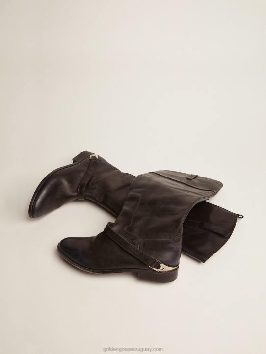 mujer botas charlie en piel negra con pinza en el talónGolden Goose 02H6427