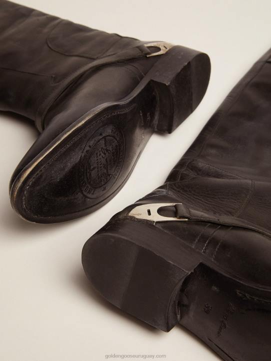 mujer botas charlie en piel negra con pinza en el talónGolden Goose 02H6427