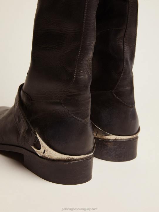 mujer botas charlie en piel negra con pinza en el talónGolden Goose 02H6427