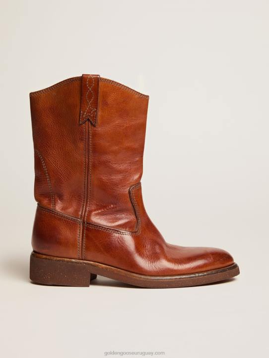 mujer botas moteras en piel color tostadoGolden Goose 02H6435