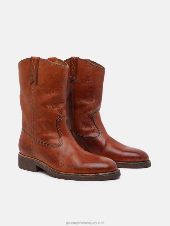 mujer botas moteras en piel color tostadoGolden Goose 02H6435