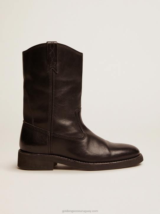 mujer botas moteras en piel negraGolden Goose 02H6428