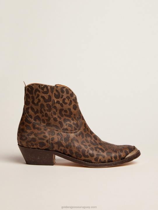 mujer botines young de piel con estampado de leopardoGolden Goose 02H6436