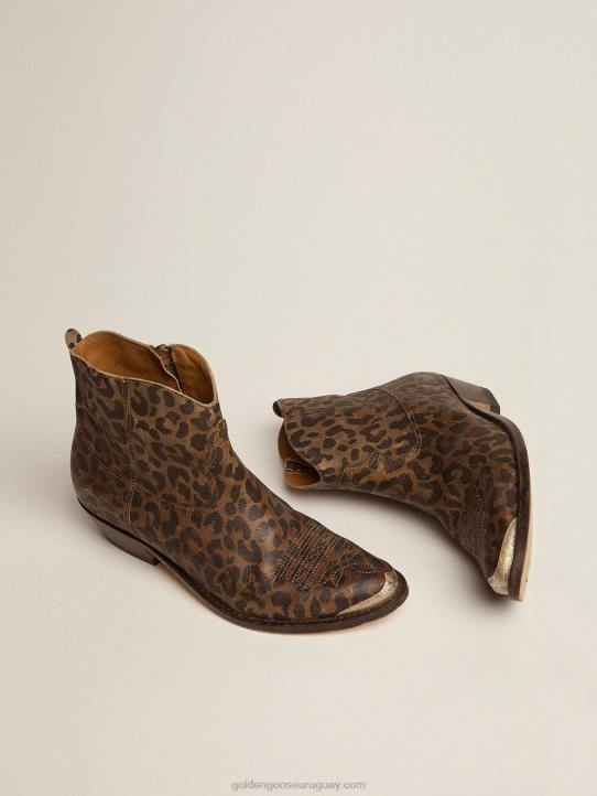 mujer botines young de piel con estampado de leopardoGolden Goose 02H6436