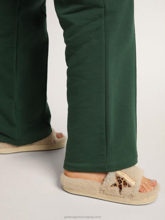 mujer poolstar de piel de borrego beige con estrella de piel de potro con estampado de leopardoGolden Goose 02H6432