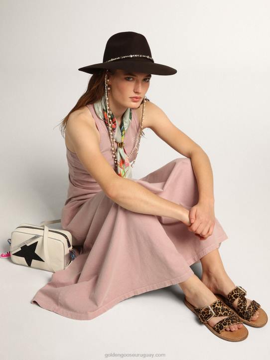 mujer sandalias margaret planas de piel de potro con estampado de leopardoGolden Goose 02H6437