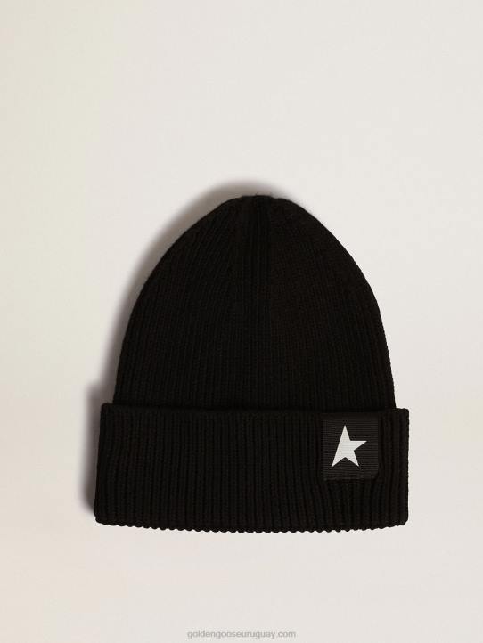 niños gorro de algodón negro con estrella blanca en contrasteGolden Goose 02H6879