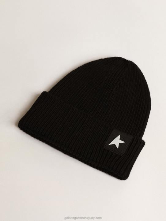 niños gorro de algodón negro con estrella blanca en contrasteGolden Goose 02H6879