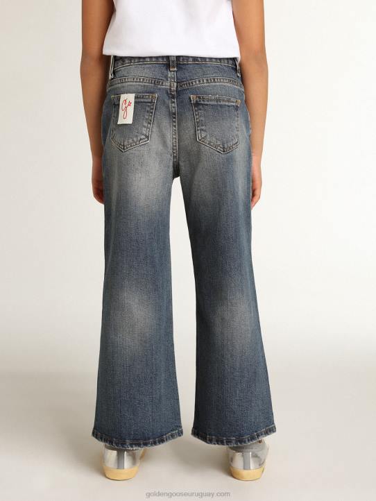 niños vaqueros de pernera ancha en denim de toro azul medioGolden Goose 02H6881