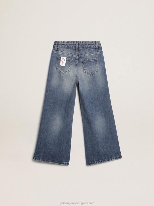 niños vaqueros de pernera ancha en denim de toro azul medioGolden Goose 02H6881