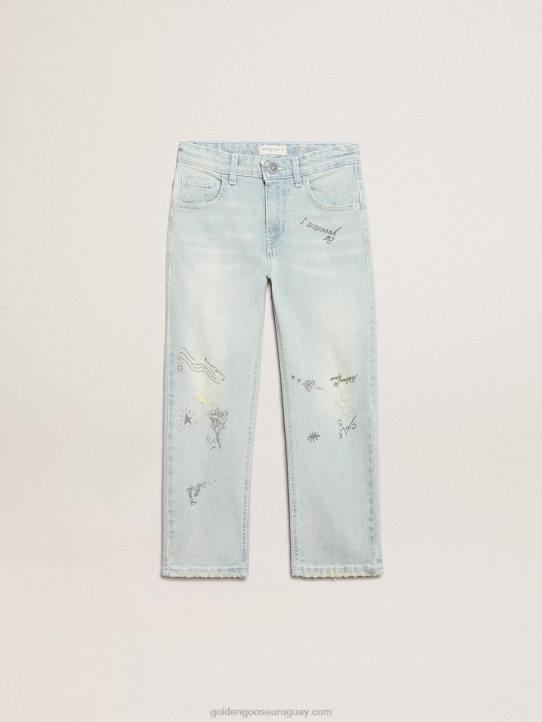vaqueros de niño blanqueados con tratamiento desgastadoGolden Goose 02H6913
