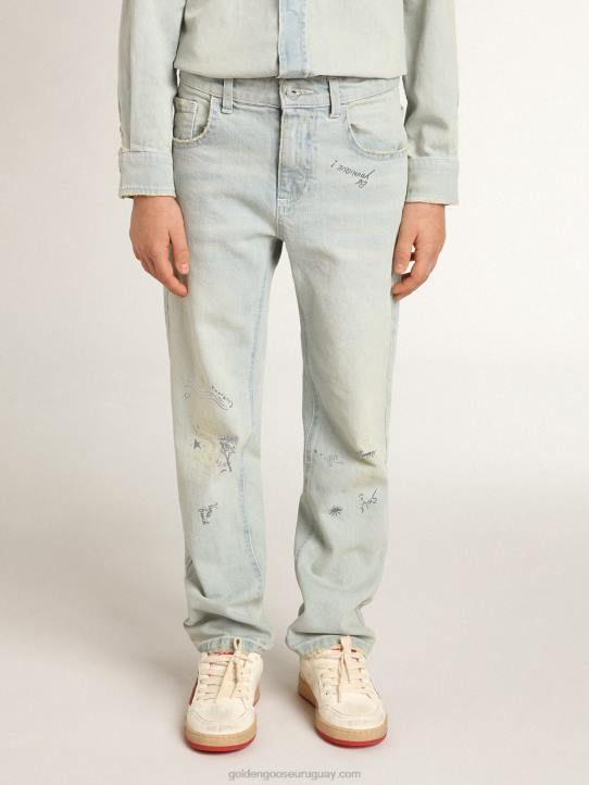 vaqueros de niño blanqueados con tratamiento desgastadoGolden Goose 02H6913
