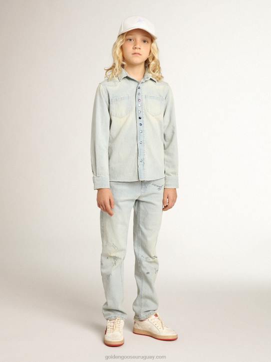 vaqueros de niño blanqueados con tratamiento desgastadoGolden Goose 02H6913