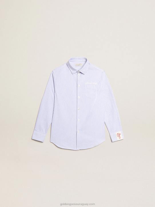 camisa de niño con rayas celestesGolden Goose 02H6889