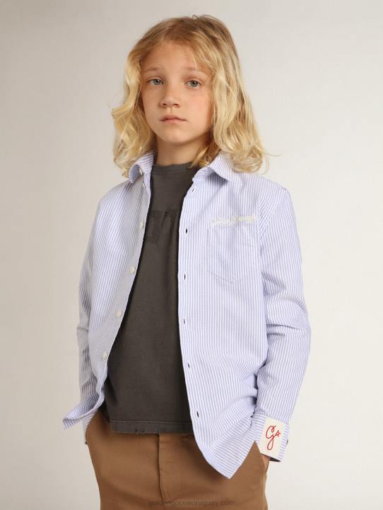 camisa de niño con rayas celestesGolden Goose 02H6889