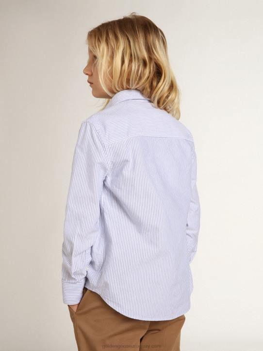 camisa de niño con rayas celestesGolden Goose 02H6889