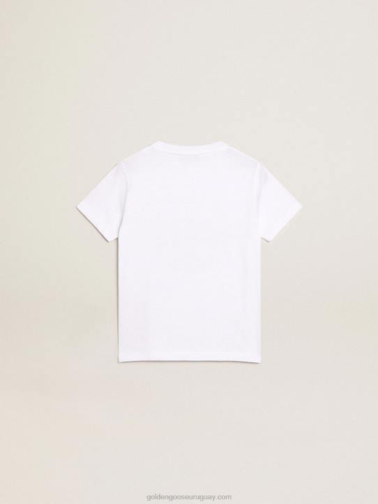 camiseta de niño blanca con logo rojo estampado en el centroGolden Goose 02H6902