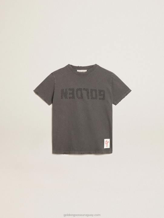 camiseta de niño en gris con tratamiento desgastadoGolden Goose 02H6896