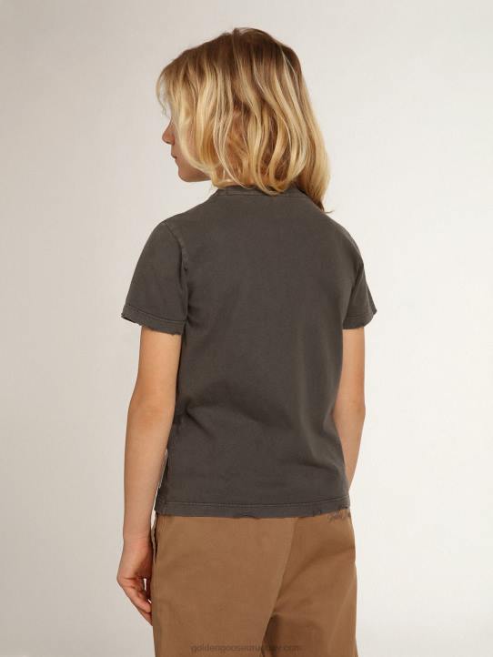 camiseta de niño en gris con tratamiento desgastadoGolden Goose 02H6896