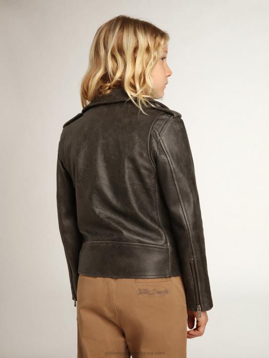 chaqueta biker de niño en piel envejecidaGolden Goose 02H6909