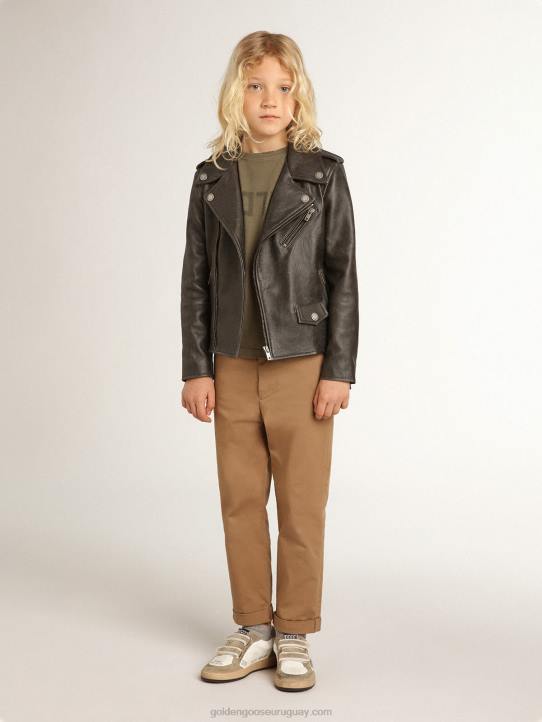 chaqueta biker de niño en piel envejecidaGolden Goose 02H6909