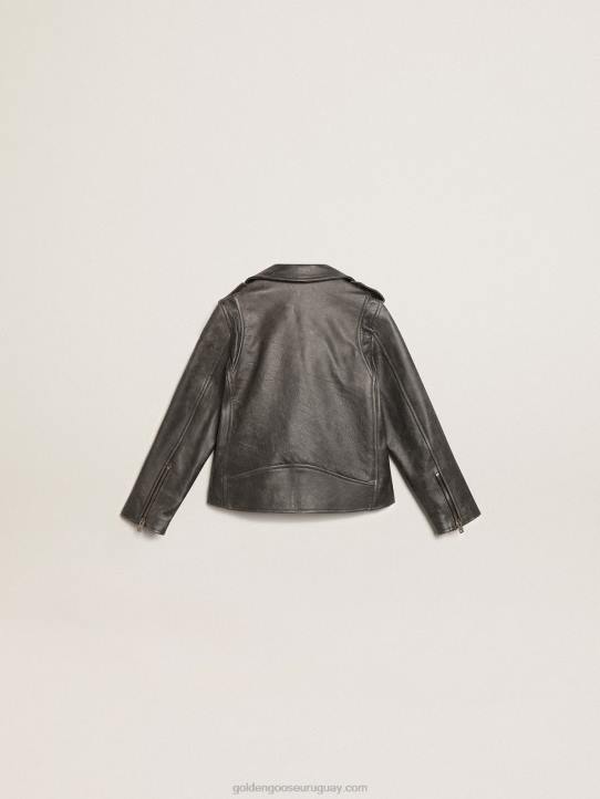 chaqueta biker de niño en piel envejecidaGolden Goose 02H6909