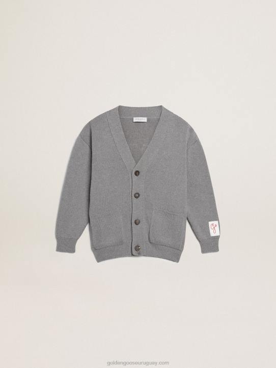 niños cárdigan de algodón gris con logo en la espaldaGolden Goose 02H6895