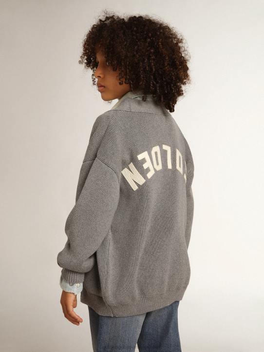 niños cárdigan de algodón gris con logo en la espaldaGolden Goose 02H6895