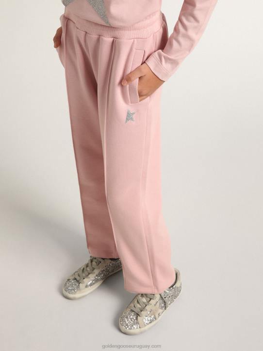 niños Pantalón jogging colección estrella rosa con estrella de purpurina plateada en la parte delanteraGolden Goose 02H6885