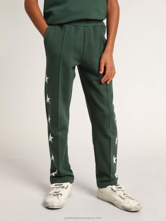 niños Pantalón jogging colección star verde intenso con estrellas blancas a contrasteGolden Goose 02H6911