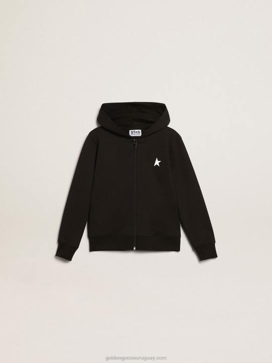 niños sudadera black star collection con capucha y estrella blanca a contraste y logoGolden Goose 02H6900