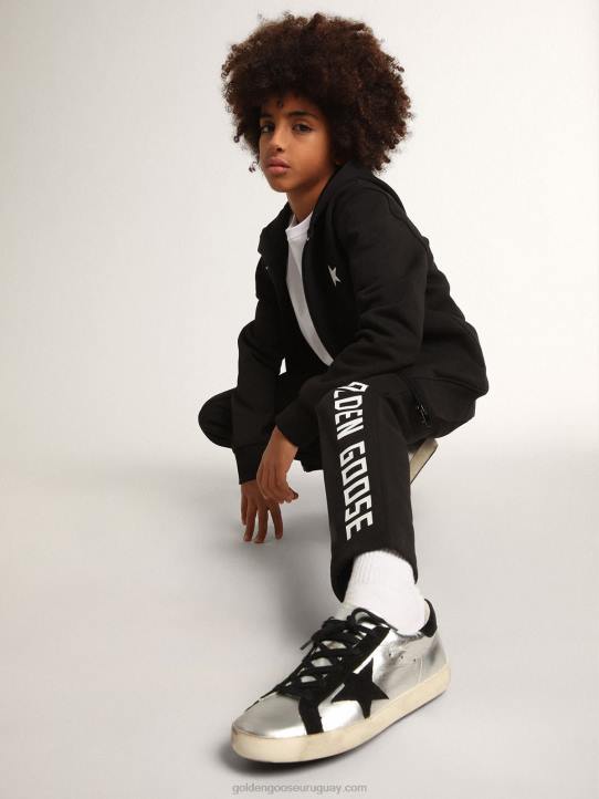 niños sudadera black star collection con capucha y estrella blanca a contraste y logoGolden Goose 02H6900