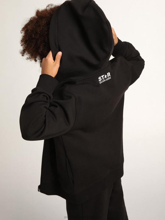 niños sudadera black star collection con capucha y estrella blanca a contraste y logoGolden Goose 02H6900