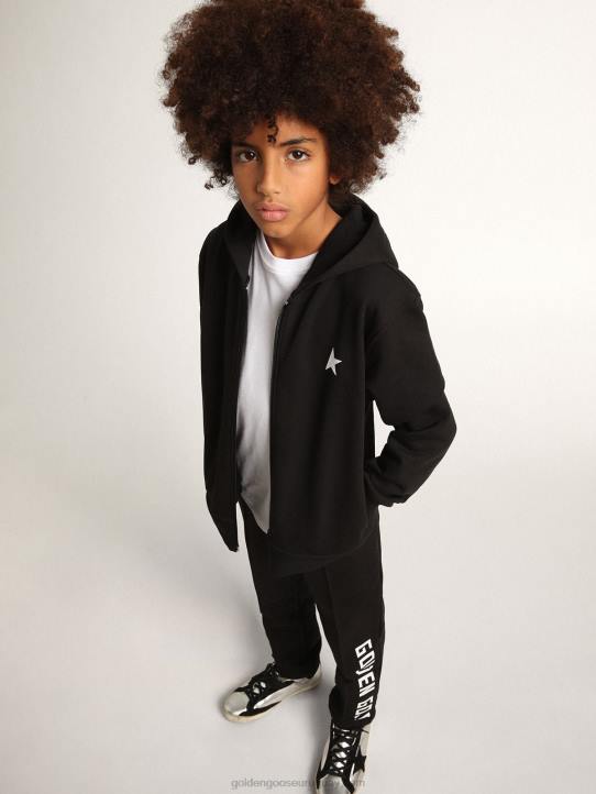 niños sudadera black star collection con capucha y estrella blanca a contraste y logoGolden Goose 02H6900