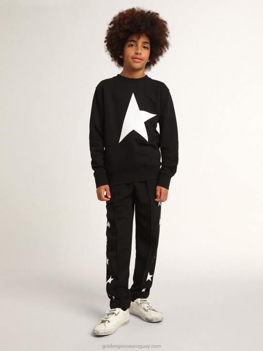 niños sudadera colección estrella negra con maxi estrella blanca en la parte delanteraGolden Goose 02H6906