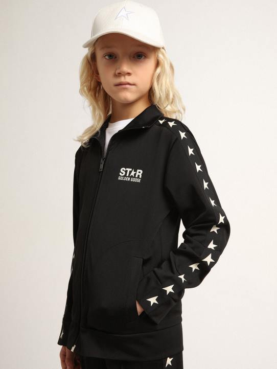 niños sudadera negra con cremallera y estrellas blancas en contrasteGolden Goose 02H6905