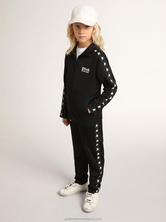 niños sudadera negra con cremallera y estrellas blancas en contrasteGolden Goose 02H6905