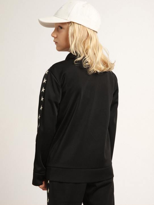 niños sudadera negra con cremallera y estrellas blancas en contrasteGolden Goose 02H6905