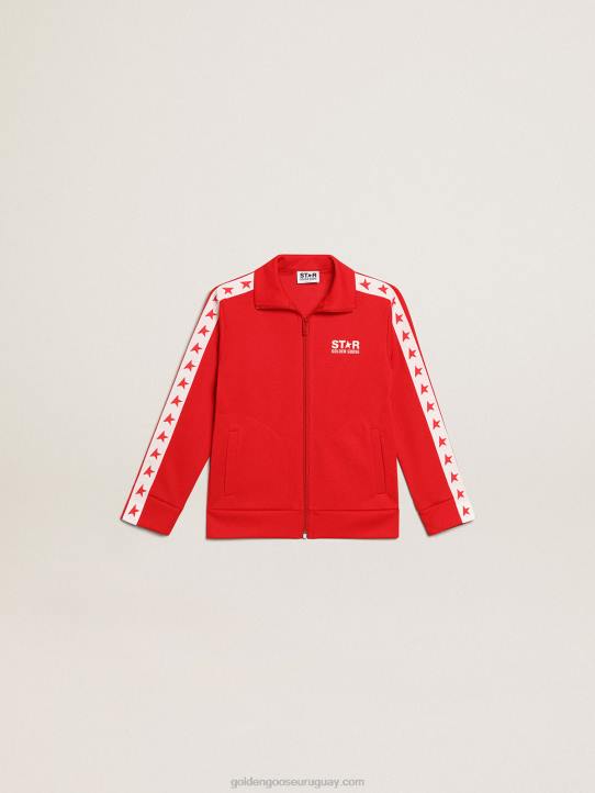 niños sudadera roja con cremallera y estrellas rojas en contrasteGolden Goose 02H6903