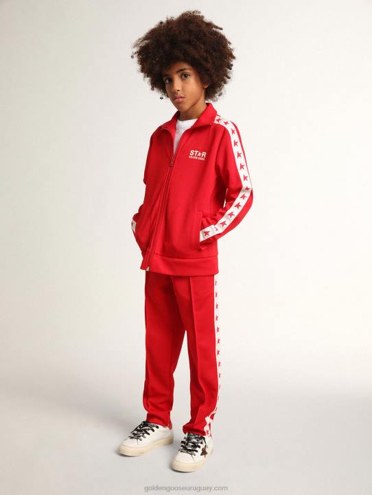 niños sudadera roja con cremallera y estrellas rojas en contrasteGolden Goose 02H6903