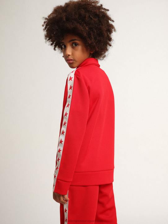 niños sudadera roja con cremallera y estrellas rojas en contrasteGolden Goose 02H6903